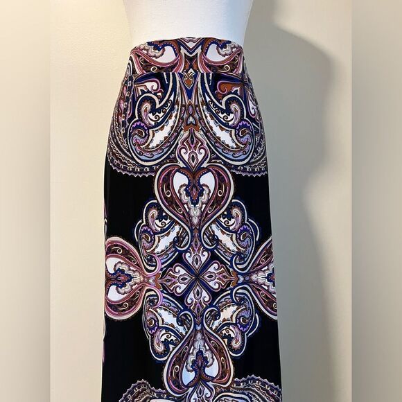 INC International Concepts Paisley Maxi Skirt Size Large Stretchy - Picture 3 of 6